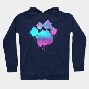 Watercolor pink and blue cute colorful dog paw - Dog Lover Owner Gift Hoodie